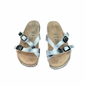 Birkenstock Mayari Sandals Silver Metallic Birko Flor Women’s EU 37 US 6